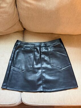 Faux Leather Black A-Line Mini Skirt